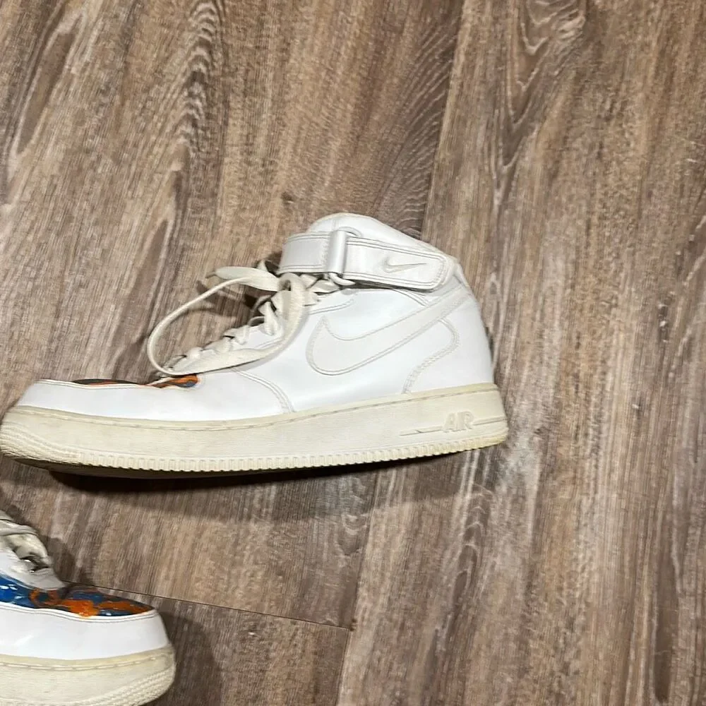 Nike AF1 hi top custom white blue orange 11.5